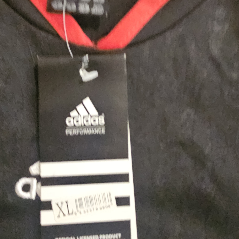 Adidas Black Jersey with Red Trim and Green Detail Vintage - Picture 5 of 9